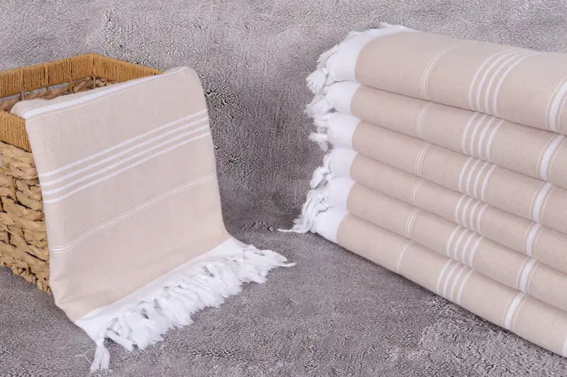 Embroidered Towel, Organic Cotton Towel, Grandma Gift, 70x36 Cotton Striped Terry Towel, Extra large Turkish bath towel, Thin towel, Fouta towel - 3
