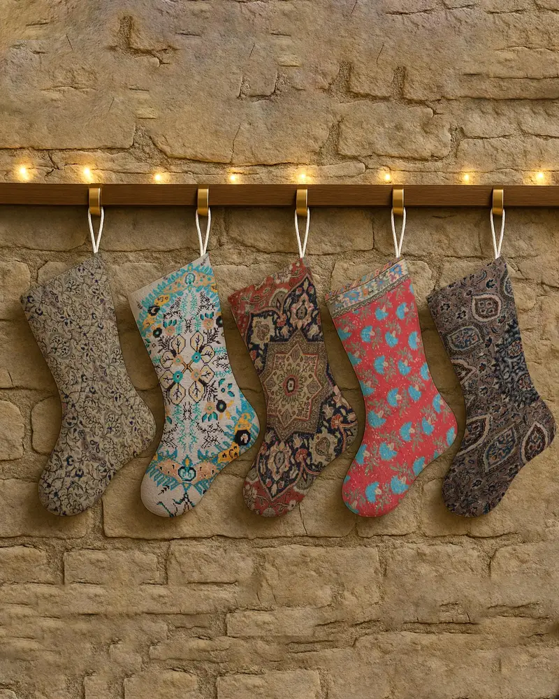 Festive 30-Inch Cotton Stocking, Christmas Ornaments Pattern Christmas Stocking
