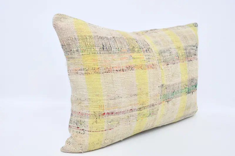 Interior Designer Pillow, Home Decor Pillow, Pillow, Accent Throw Cushion Case, Neutral Cushion, Handmade Kilim Cushion, 20x28 Yellow Cushion - 3