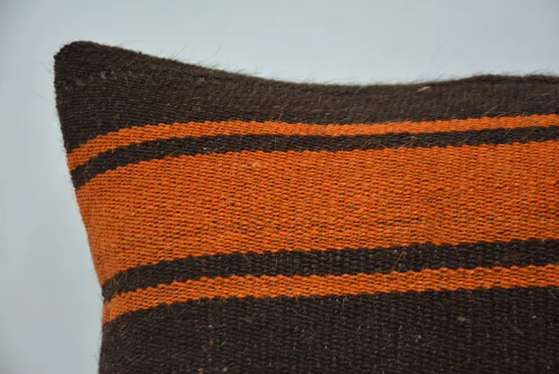 Cushion Cover, Bolster Pillow Cover, Bed Pillow Case, 18x18 Brown Cushion Case, Turkish Pillow, Home Decor Pillow, Ethnical Kilim Rug Pillow - 2