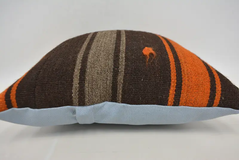 Cushion Cover, Bolster Pillow Cover, Bed Pillow Case, 18x18 Brown Cushion Case, Turkish Pillow, Home Decor Pillow, Ethnical Kilim Rug Pillow - 5