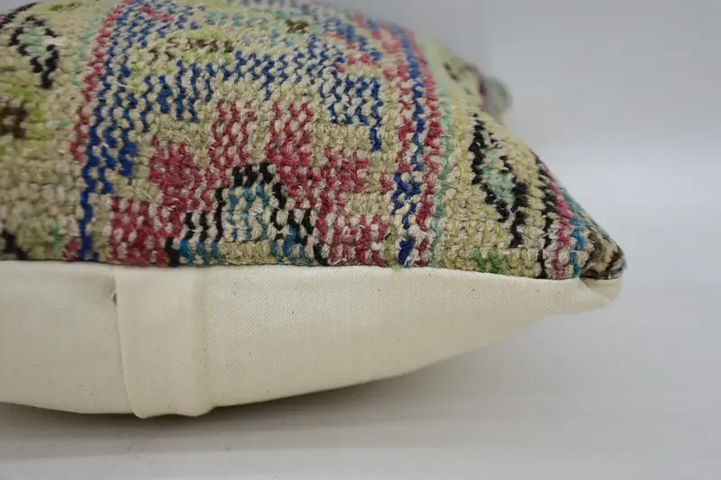 Kilim Rug Cushion, Cushion Case, Boho Pillow, Handmade Kilim Cushion, Neutral Pillow Sham, 12x12 Beige Cushion, Vintage Pillow, Car Pillow - 5