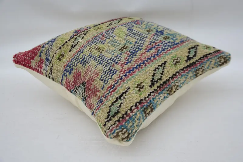 Kilim Rug Cushion, Cushion Case, Boho Pillow, Handmade Kilim Cushion, Neutral Pillow Sham, 12x12 Beige Cushion, Vintage Pillow, Car Pillow - 6