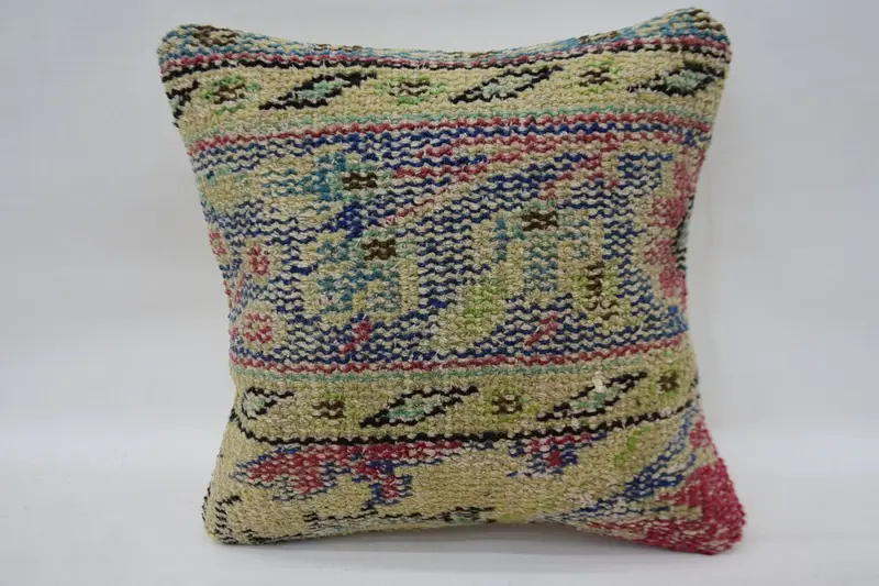 Kilim Rug Cushion, Cushion Case, Boho Pillow, Handmade Kilim Cushion, Neutral Pillow Sham, 12x12 Beige Cushion, Vintage Pillow, Car Pillow - 1