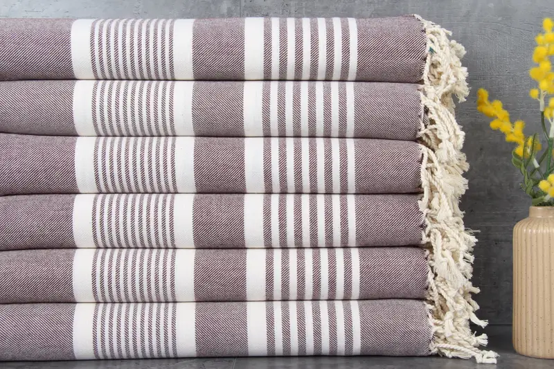 Personalized Turkish Towel Dark Purple Striped, 38x67 Inches