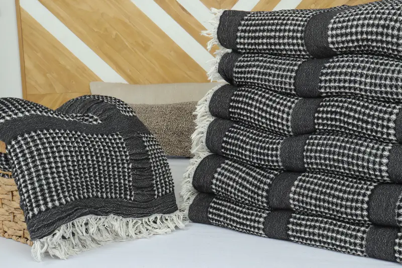 Housewarming Gift, Boho Throw Blankets, Aesthetic Blanket, Turkish Bedspread, 84x80 Cotton Waffle Towel, Tablecloth, Bachelorette Party Favors Beach - 4