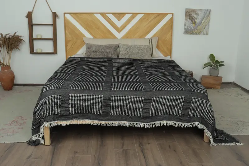 Housewarming Gift, Boho Throw Blankets, Aesthetic Blanket, Turkish Bedspread, 84x80 Cotton Waffle Towel, Tablecloth, Bachelorette Party Favors Beach - 1