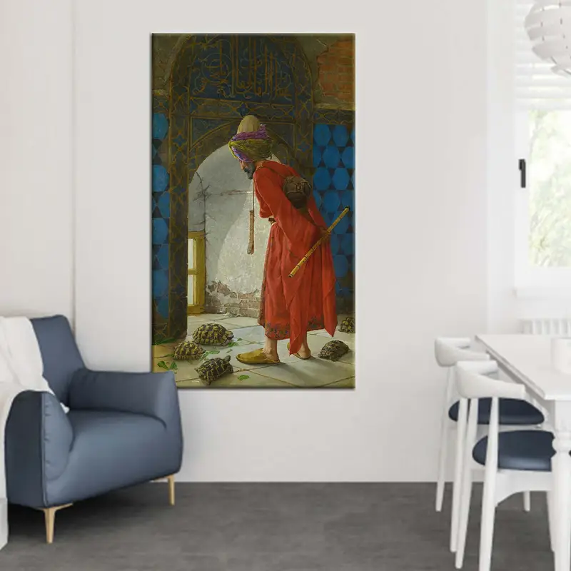 Osman Hamdi Bey, The Tortoise Trainer, Gobelin Tapestry, Wall Decor,Home Decor,Wall Art, Gift, Decoration, Natural Art, Tortoise Trainer Art - 1