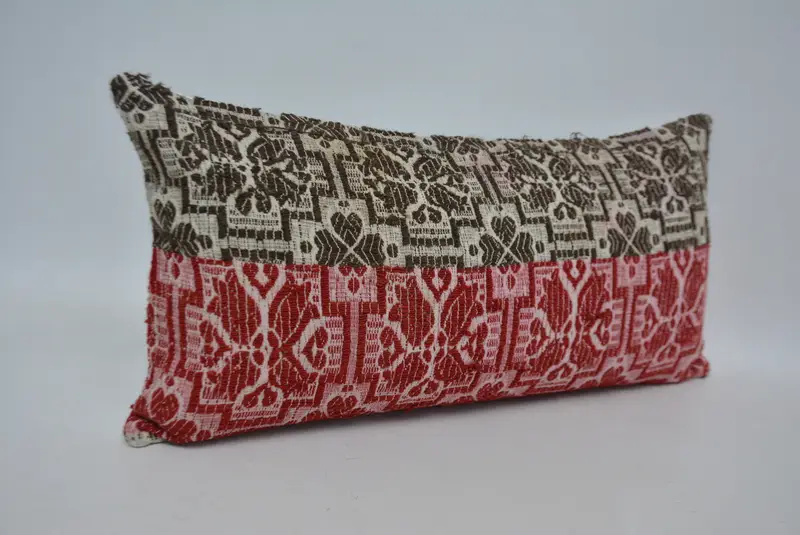 Brown & Red 12x24 Inch Geometric Pillow, Handmade Decorative Pillow - 3