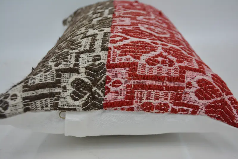 Brown & Red 12x24 Inch Geometric Pillow, Handmade Decorative Pillow - 5