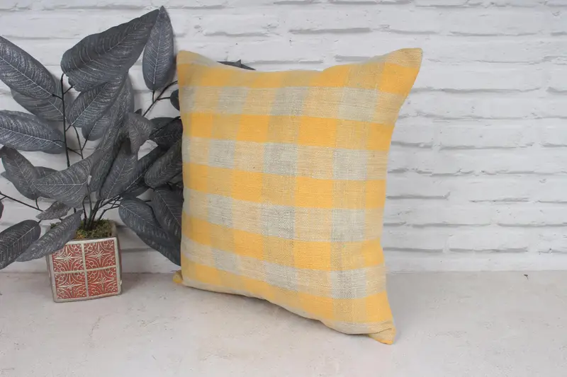 Throw Kilim Pillow, Nomadic Pillow Cover, Indoor Pillow Sham, Ethnical Kilim Rug Pillow, 18x18 Orange Pillow Cover, Antique Pillows, Cushion - 4