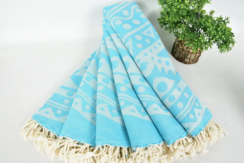 70x40 Cotton Round Pattern Towel, Bridal Shower Favor, Quick-dry travel peshtemal towel, Gifts For Him, Bridesmaid Gift, Luxury towel, Spa Towel - 4