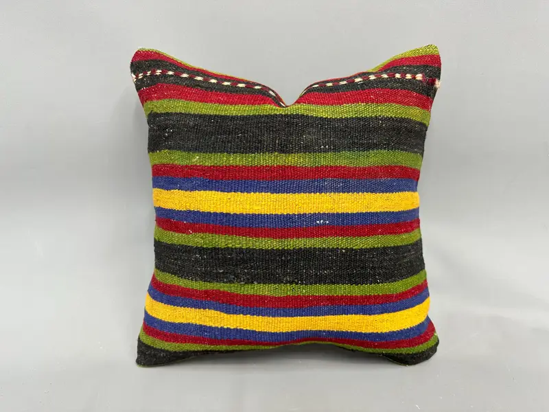 18x18 Brown Cushion Case, Cushion Case, Vintage Pillow, Oriental Pillow, Accent Throw Pillow Sham, Kilim Pillow, Turkish Kilim Pillow - 1