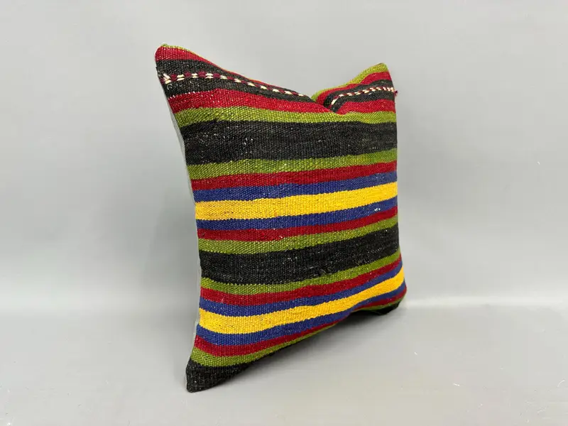 18x18 Brown Cushion Case, Cushion Case, Vintage Pillow, Oriental Pillow, Accent Throw Pillow Sham, Kilim Pillow, Turkish Kilim Pillow - 2