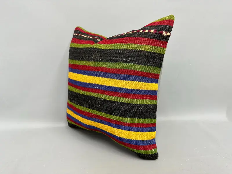 18x18 Brown Cushion Case, Cushion Case, Vintage Pillow, Oriental Pillow, Accent Throw Pillow Sham, Kilim Pillow, Turkish Kilim Pillow - 3