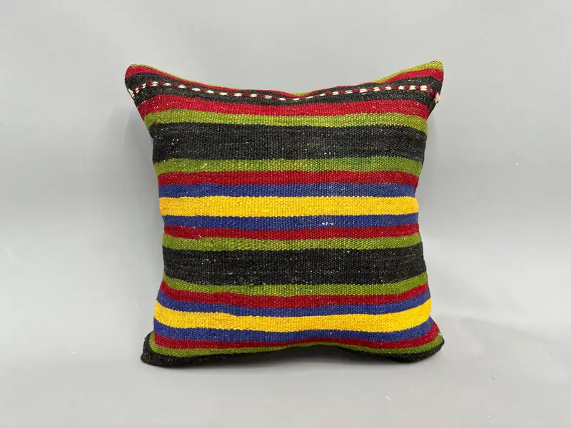 18x18 Brown Cushion Case, Cushion Case, Vintage Pillow, Oriental Pillow, Accent Throw Pillow Sham, Kilim Pillow, Turkish Kilim Pillow - 4