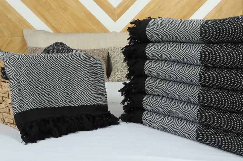 Custom Wedding Gifts, Woven Blanket, Bridal Shower Gift, 100x80 Cotton Diamond Towel, Best Wedding Gift, Maid Of Honor Gift, Oversized Beach Towel - 4
