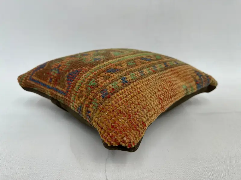 Pillow Sham, Vintage Kilim Throw Pillow, Vintage Throw Cushion Cover, Turkish Kilim Pillow, 12x12 Orange Cushion, Pillow for Sofa - 6