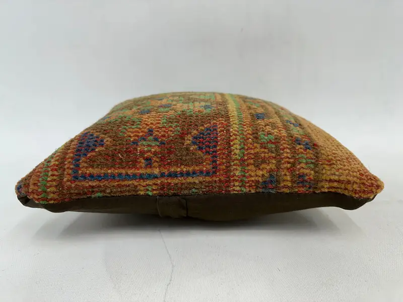 Pillow Sham, Vintage Kilim Throw Pillow, Vintage Throw Cushion Cover, Turkish Kilim Pillow, 12x12 Orange Cushion, Pillow for Sofa - 5