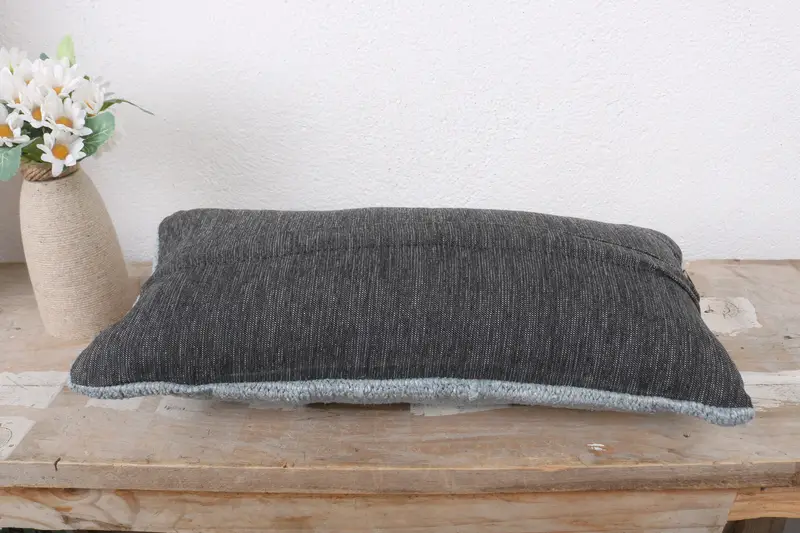 Pillow, Throw Kilim Pillow, Boho Pillow, Sofa Bolster Cushion Case, 8x16 Gray Cushion Cover, Boho Pillow Sham Cover, Vintage Throw Cushion Case - 7