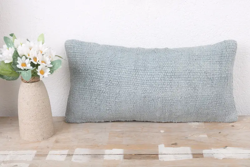 Pillow, Throw Kilim Pillow, Boho Pillow, Sofa Bolster Cushion Case, 8x16 Gray Cushion Cover, Boho Pillow Sham Cover, Vintage Throw Cushion Case - 2