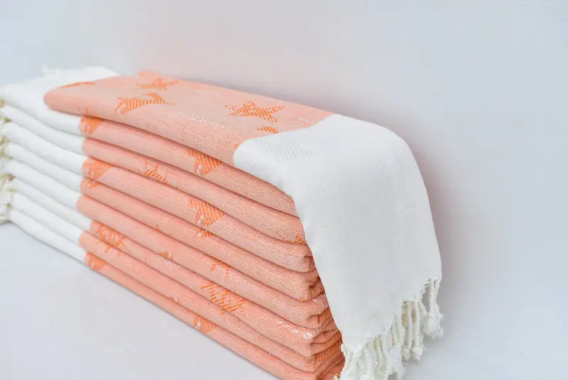 Turkish Towel Embroidery Personalized Wedding Gift, Orange Dolphin, 70x40 Inches