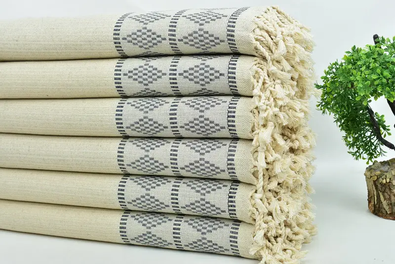 House Warming Gift, Organic towel, Turkish Towel USA, Hammam Towel USA, Sand-Resistant Peshtemal, 70x36 Linen Kilim Design Towel, Quick-dry towel - 3