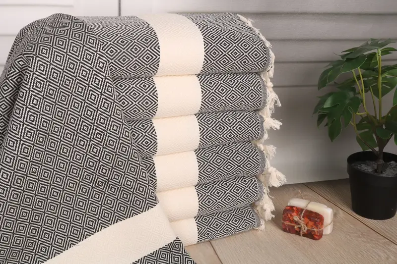 Wedding Favors Monogram Hand Towel Black Cotton Dish Towel, 36x20 Inches