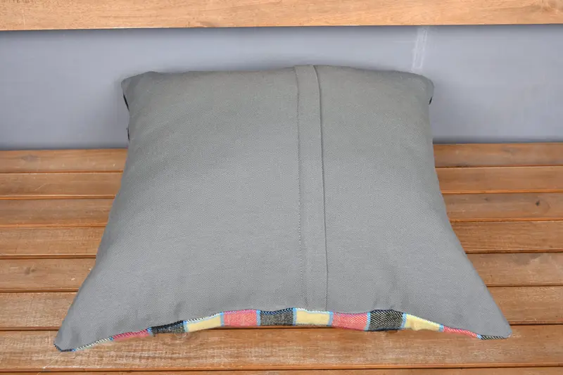 20x20 Yellow Cushion, Chair Cushion Case, Vintage Kilim Throw Pillow, Pillow Sham, Turkish Pillow, Ethnical Kilim Rug Pillow - 5