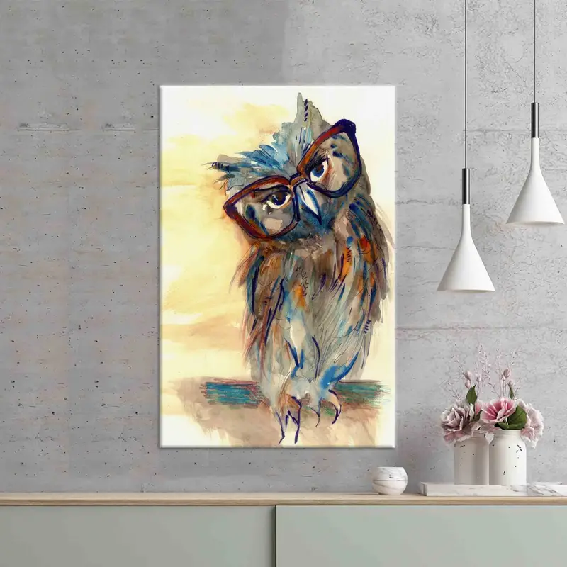 Modern Abstract Owl Canvas: Trendy Owl Lover Gift Print