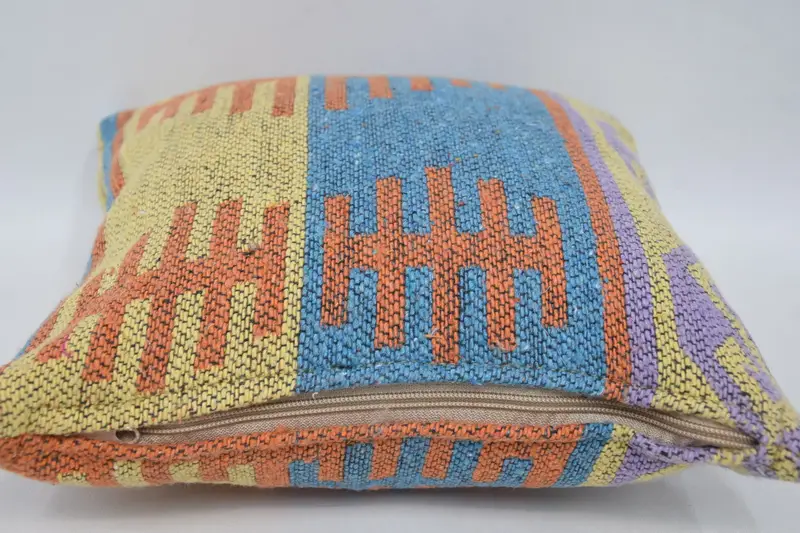 12x12 Orange Cushion Case, Sofa Bolster Pillow, Pillow Cover, Colorful Cushion Case, Kilim Cushion Sham, Antique Pillows, Boho Pillow Sham Cover - 5