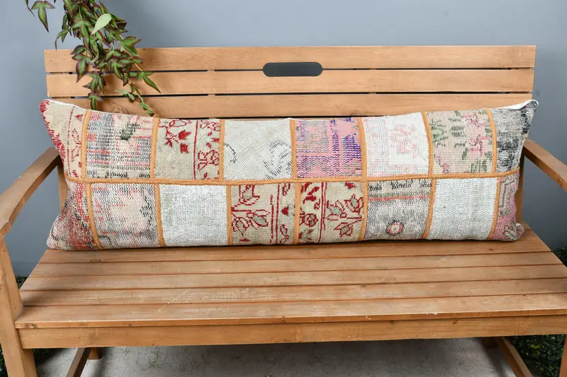 Cushion Cover, Turkish Pillow, Interior Designer Pillow, 16x48 Beige Pillow Cover, Vintage Kilim Throw Pillow, Handwoven Pillow Cover Pillow Cover - 6