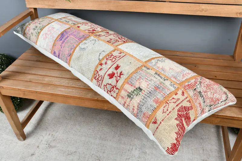 Cushion Cover, Turkish Pillow, Interior Designer Pillow, 16x48 Beige Pillow Cover, Vintage Kilim Throw Pillow, Handwoven Pillow Cover Pillow Cover - 2
