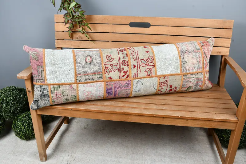 Cushion Cover, Turkish Pillow, Interior Designer Pillow, 16x48 Beige Pillow Cover, Vintage Kilim Throw Pillow, Handwoven Pillow Cover Pillow Cover - 1