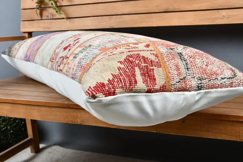 Cushion Cover, Turkish Pillow, Interior Designer Pillow, 16x48 Beige Pillow Cover, Vintage Kilim Throw Pillow, Handwoven Pillow Cover Pillow Cover - 3