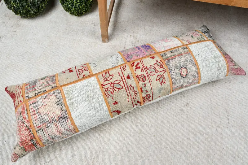 Cushion Cover, Turkish Pillow, Interior Designer Pillow, 16x48 Beige Pillow Cover, Vintage Kilim Throw Pillow, Handwoven Pillow Cover Pillow Cover - 7