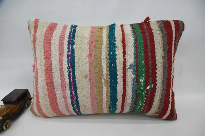 Turkish Kilim Pillow, Ethnical Kilim Rug Pillow, Home Decor Pillow, 16x24 Red Pillow, Bohemian Cushion Pillow, Pillow, Retro Pillow Sham - 4