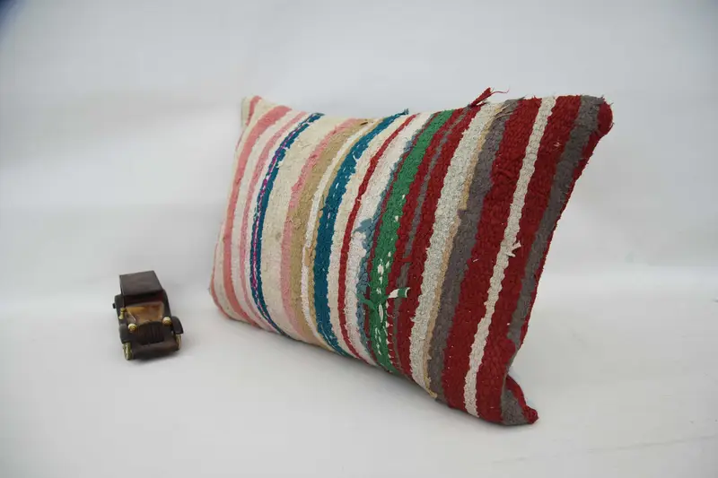 Turkish Kilim Pillow, Ethnical Kilim Rug Pillow, Home Decor Pillow, 16x24 Red Pillow, Bohemian Cushion Pillow, Pillow, Retro Pillow Sham - 5