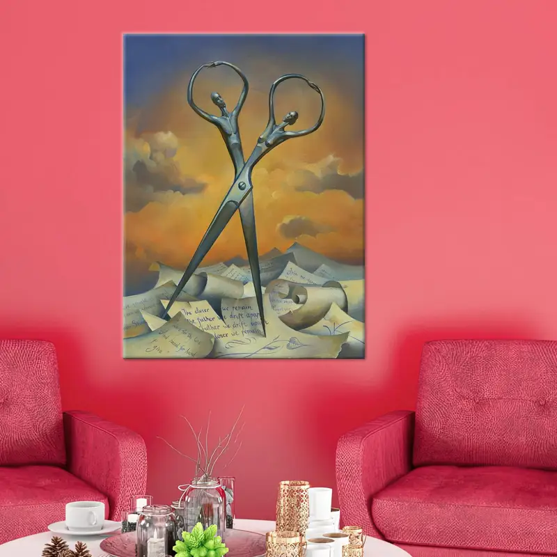 Abstract Surreal Couple Canvas: Elegant Printed Art for Home