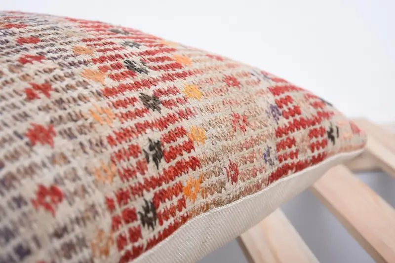 Vintage Pillow, Handmade Kilim Cushion, Turkish Kilim Pillow, Wool Kilim Pillow Pillow Cover, 16x16 Orange Pillow Cover, Pillow Case - 7