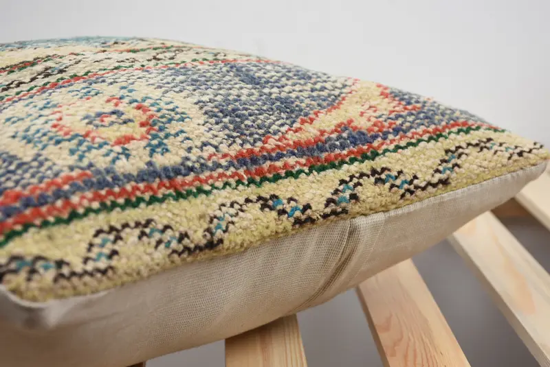 Vintage Kilim Throw Pillow, Handmade Kilim Cushion, Nautical Throw Cushion, Cushion, Kilim Pillow Cover, 16x16 Blue Cushion Cover - 5