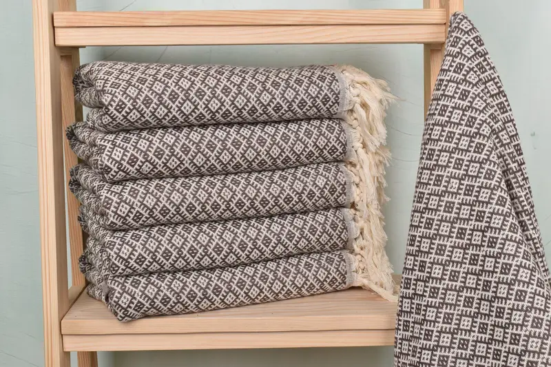 Dark Brown Cotton Towel, 40x71 Inches, Organic Cotton/Linen, Handmade