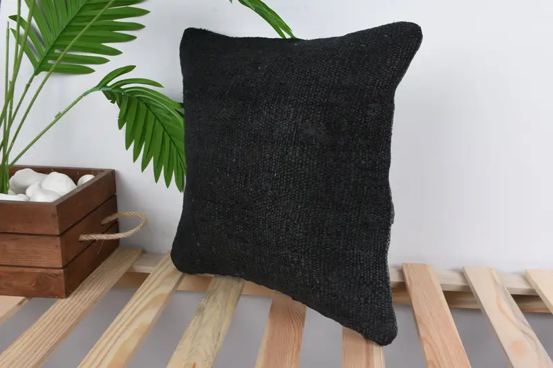 Ethnical Kilim Rug Pillow, 14x14 Brown Cushion Cover, Kilim Cushion Sham, Cushion Case, Home Decor Pillow, Meditation Cushion Cover - 5