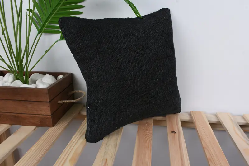 Ethnical Kilim Rug Pillow, 14x14 Brown Cushion Cover, Kilim Cushion Sham, Cushion Case, Home Decor Pillow, Meditation Cushion Cover - 4