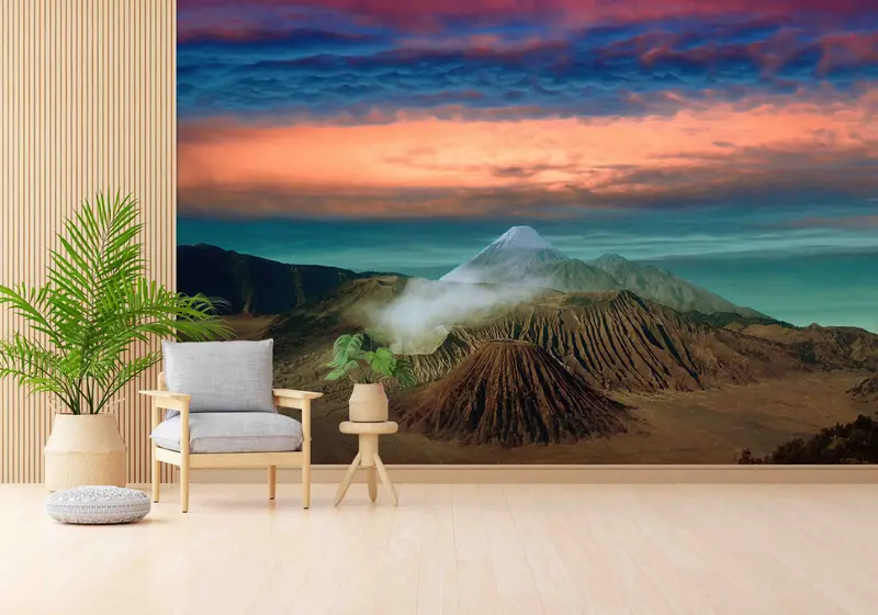 Baskılı Duvar Kağıdı: Semeru & Bromo Gün Batımı Doğa Manzarası