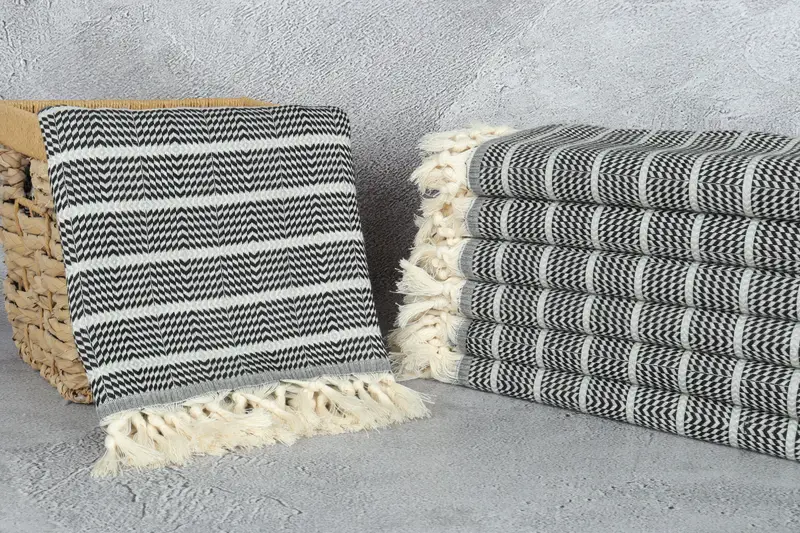 Personalized Wedding Gift, Cotton towel, Embroidered Towel, Christmas Gift, Luxury Turkish beach towel with fringe, 70x40 Cotton Striped Towel - 3