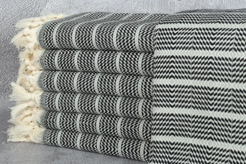 Personalized Wedding Gift, Cotton towel, Embroidered Towel, Christmas Gift, Luxury Turkish beach towel with fringe, 70x40 Cotton Striped Towel - 1