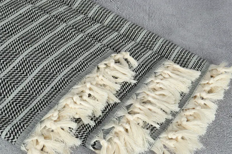 Personalized Wedding Gift, Cotton towel, Embroidered Towel, Christmas Gift, Luxury Turkish beach towel with fringe, 70x40 Cotton Striped Towel - 5