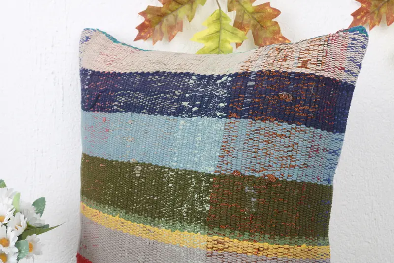 Pillow, Home Decor Pillow, Pillow for Couch, Handmade Kilim Cushion, Chair Pillow Case, Nomadic Pillow Sham, 16x16 Red Pillow Sham - 5