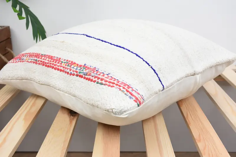 Ethnical Kilim Rug Pillow, Decorative Throw Cushion, 18x18 White Cushion Cover, Turkish Kilim Pillow, Pillow Case, Boho Pillow Sham Cover - 6